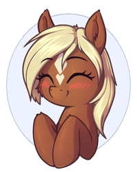 Size: 768x960 | Tagged: safe, artist:shydale, verity, earth pony, pony, blushing, eyes closed, female, happy, simple background, smiling, solo, transparent background