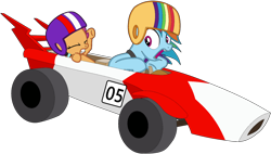 Size: 1280x726 | Tagged: safe, artist:didgereethebrony, derpibooru import, rainbow dash, scootaloo, pegasus, pony, the cart before the ponies, cart, peter brock, simple background, trace, transparent background, tribute