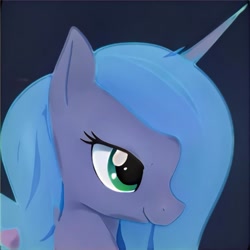 Size: 1024x1024 | Tagged: safe, artist:thisponydoesnotexist, derpibooru import, alicorn, accidentally a canon pony, artificial intelligence, neural network, not luna, s1 luna, smiling