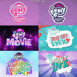 Size: 640x640 | Tagged: safe, derpibooru import, screencap, best gift ever, friendship is magic, my little pony: pony life, my little pony: the movie, rainbow roadtrip, logo, my little pony logo, no pony, pony history