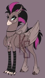 Size: 630x1080 | Tagged: safe, artist:dementra369, derpibooru import, oc, hippogriff, accessories, emo, eyeshadow, hippogriff oc, makeup, solo