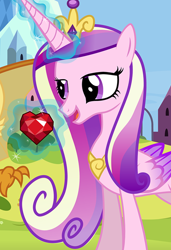 Size: 854x1251 | Tagged: safe, artist:mlp-silver-quill, derpibooru import, princess cadance, smolder, alicorn, pony, comic:pinkie pie says goodnight, cropped, eyes closed, female, fire ruby, gem, lidded eyes, mare, open mouth, ruby, solo, solo focus