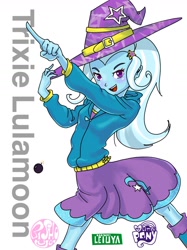 Size: 1280x1707 | Tagged: safe, artist:xjleiu, derpibooru import, trixie, equestria girls, barrette, clothes, female, hat, hoodie, skirt, solo, trixie's hat