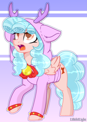 Size: 1493x2100 | Tagged: safe, artist:cloud-fly, artist:lilith1light, derpibooru import, cozy glow, pegasus, pony, alternate hairstyle, base used, bell, clothes, cozybetes, cute, female, filly, hoodie, open mouth, raised hoof, solo