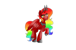 Size: 600x400 | Tagged: safe, artist:triscuit-cafe, derpibooru import, oc, oc only, alicorn, pony, alicorn oc, hoof shoes, horn, multicolored hair, peytral, rainbow hair, raised hoof, simple background, solo, transparent background, wings