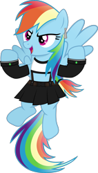 Size: 2830x4969 | Tagged: safe, artist:anime-equestria, derpibooru import, rainbow dash, pegasus, pony, belt, clothes, costume, crossover, female, final fantasy, final fantasy vii, mare, simple background, skirt, solo, tanktop, tifa lockhart, transparent background, vector, wings