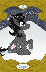 Size: 900x1400 | Tagged: safe, artist:sixes&sevens, derpibooru import, cup, king of cups, reformed sombra, snow, sombra's cutie mark, tarot card, wind