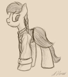 Size: 486x548 | Tagged: safe, artist:ahorseofcourse, oc, pony, clothes, monochrome, skirt, solo