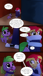 Size: 720x1280 | Tagged: safe, artist:little-tweenframes, derpibooru import, spike, spike the regular dog, sunset shimmer, dog, comic:canine advisory, series:sciset diary, equestria girls, clothes, collar, comic, converse, crying, deleted from derpibooru, dialogue, duo, shoes, speech bubble