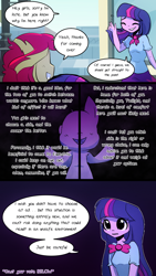 Size: 720x1280 | Tagged: safe, artist:little-tweenframes, derpibooru import, sci-twi, sunset shimmer, twilight sparkle, series:sciset diary, equestria girls, clothes, comic, deleted from derpibooru, dialogue, female, lesbian, scitwishimmer, shipping, sunsetsparkle, twolight