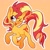 Size: 1965x1983 | Tagged: safe, artist:alexbeeza, derpibooru import, sunset shimmer, pony, unicorn, blushing, cute, female, heart, mare, one eye closed, open mouth, orange background, shimmerbetes, simple background, solo, wink