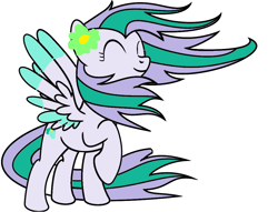 Size: 971x742 | Tagged: safe, artist:sydpeep, derpibooru import, oc, oc only, oc:lilac breeze, pegasus, eyes closed, happy, pegasus oc, simple background, solo, white background, wind, windswept mane, windswept tail, wings