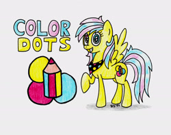 Size: 2504x1971 | Tagged: safe, artist:spacecat-studios, derpibooru import, oc, oc only, oc:color dots, pegasus, cutie mark, pegasus oc, smiling, solo, traditional art, wings