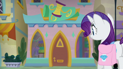 Size: 1920x1080 | Tagged: safe, derpibooru import, screencap, rarity, pony, unicorn, the ending of the end, female, horn, mare, purple mane, solo, white coat