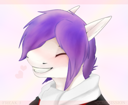 Size: 633x521 | Tagged: safe, artist:chao-xing, derpibooru import, oc, oc only, anthro, earth pony, pony, adorable face, clothes, colt, commission, cute, eyes closed, grin, happy, heart, love, male, scarf, simple background, smiling, solo, stallion