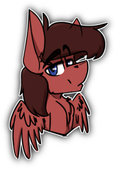 Size: 653x915 | Tagged: safe, artist:kirbirb, derpibooru import, oc, oc only, pegasus, pony, bust, chest fluff, drop shadow, eyebrows visible through hair, lidded eyes, looking at you, male, simple background, smiling, smirk, solo, stallion, transparent background, wings