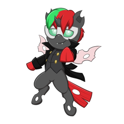 Size: 4093x4093 | Tagged: safe, artist:jcosneverexisted, derpibooru import, oc, oc only, oc:acid fire, changeling, pony, my little pony: pony life, clothes, cosplay, costume, looking at you, male, persona 5, pose, red changeling, simple background, solo, transparent background