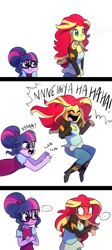 Size: 1062x2378 | Tagged: safe, artist:little-tweenframes, derpibooru import, sci-twi, sunset shimmer, twilight sparkle, series:sciset diary, equestria girls, ..., :i, blushing, c:, comic, cute, deleted from derpibooru, female, frown, horse noises, humans doing horse things, laughing, lesbian, looking back, neigh, open mouth, scitwishimmer, shimmerbetes, shipping, simple background, smiling, sunsetsparkle, tickling, twiabetes, whinny, white background, wide eyes