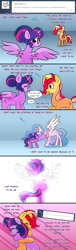 Size: 1300x4300 | Tagged: safe, artist:little-tweenframes, derpibooru import, princess celestia, sci-twi, sunset shimmer, twilight sparkle, alicorn, pony, unicorn, series:sciset diary, absurd resolution, comic, deleted from derpibooru, female, lesbian, sacrifice, scitwilicorn, scitwishimmer, shipping, speech bubble, sunsetsparkle, tumblr