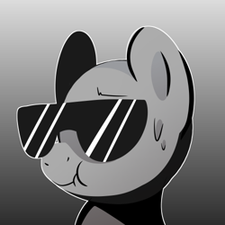 Size: 500x500 | Tagged: safe, artist:little-tweenframes, derpibooru import, oc, oc only, oc:anon, pony, anonymous, deleted from derpibooru, grayscale, monochrome, ponified, solo, sunglasses