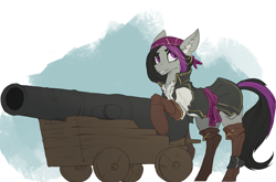 Size: 3000x1980 | Tagged: safe, artist:nsilverdraws, derpibooru import, oc, oc only, oc:mimicry, changeling, original species, cannon, female, pirate, purple changeling, solo