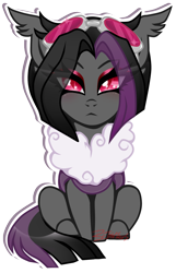 Size: 912x1416 | Tagged: safe, artist:betavirus, derpibooru import, oc, oc only, oc:mimicry, changeling, original species, female, purple changeling, simple background, solo, transparent background