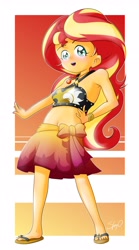 Size: 1874x3370 | Tagged: safe, artist:steg-o, derpibooru import, sunset shimmer, better together, equestria girls, belly button, clothes, female, geode of empathy, high res, magical geodes, sarong, solo, swimsuit