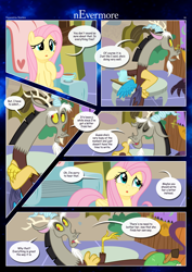 Size: 3259x4607 | Tagged: safe, artist:estories, derpibooru import, discord, fluttershy, draconequus, pegasus, pony, comic:nevermore, comic, speech bubble