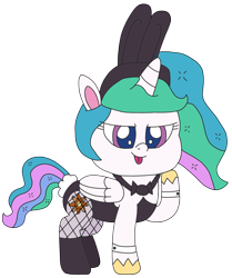 Size: 2336x2789 | Tagged: safe, artist:supahdonarudo, derpibooru import, princess celestia, alicorn, pony, my little pony: pony life, :p, bowtie, bunny suit, bunnylestia, chibi, clothes, cuffs (clothes), cute, cutelestia, fishnet stockings, simple background, tongue out, transparent background