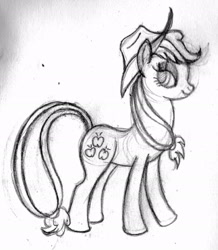 Size: 1782x2046 | Tagged: safe, artist:mfg637, derpibooru exclusive, derpibooru import, applejack, earth pony, pony, female, simple background, sketch, solo, traditional art