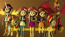 Size: 7680x4320 | Tagged: safe, alternate version, artist:fazbearsparkle, derpibooru import, sunset satan, sunset shimmer, better together, equestria girls, equestria girls (movie), friendship games, rainbow rocks, 3d, daydream shimmer, looking at you, source filmmaker, sunset shimmer day