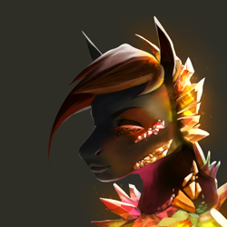 Size: 3507x3507 | Tagged: safe, artist:kiwwsplash, derpibooru import, original species, pony, bust, crystal, dark background, solo