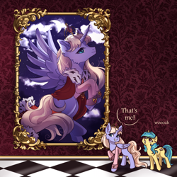 Size: 1920x1920 | Tagged: safe, artist:promiset, derpibooru import, oc, oc only, oc:allura, oc:empress felicity, alicorn, pony, unicorn, alicorn oc, duo, female, horn, mare, painting, wings