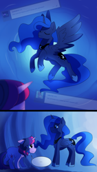 Size: 720x1280 | Tagged: safe, artist:little-tweenframes, derpibooru import, princess luna, sci-twi, twilight sparkle, alicorn, pony, unicorn, comic:an ace of hearts, series:sciset diary, ask, comic, crying, deleted from derpibooru, dream, dream walker luna, duo, eyes closed, female, looking at each other, mare, nightmare, speech bubble, tumblr