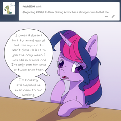 Size: 1300x1300 | Tagged: safe, artist:little-tweenframes, derpibooru import, sci-twi, twilight sparkle, series:sciset diary, ask, deleted from derpibooru, tumblr