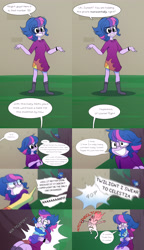 Size: 2560x4436 | Tagged: safe, artist:little-tweenframes, derpibooru import, sci-twi, sunset shimmer, twilight sparkle, oc, oc:sparkling sapphire, series:sciset diary, equestria girls, comic, deleted from derpibooru, female, lesbian, magical lesbian spawn, offspring, parent:sci-twi, parent:sunset shimmer, parents:scitwishimmer, scitwishimmer, shipping, sunsetsparkle, that pony sure does love science