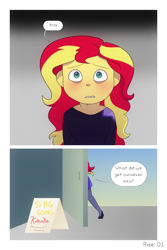 Size: 1280x1920 | Tagged: safe, artist:little-tweenframes, derpibooru import, sunset shimmer, comic:aria's archives, comic:rise, series:sciset diary, equestria girls, clothes, comic, deleted from derpibooru, karaoke