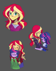 Size: 2000x2524 | Tagged: safe, artist:little-tweenframes, derpibooru import, sci-twi, sunset shimmer, twilight sparkle, series:sciset diary, equestria girls, deleted from derpibooru, female, lesbian, scitwishimmer, shipping, sunsetsparkle