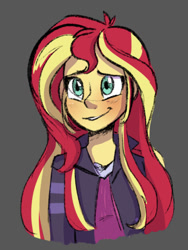 Size: 500x665 | Tagged: safe, artist:little-tweenframes, derpibooru import, sunset shimmer, equestria girls, bust, cute, deleted from derpibooru, female, shimmerbetes, smiling, solo