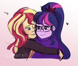 Size: 948x797 | Tagged: safe, artist:little-tweenframes, derpibooru import, sci-twi, sunset shimmer, twilight sparkle, series:sciset diary, equestria girls, deleted from derpibooru, female, lesbian, scitwishimmer, shipping, sunsetsparkle