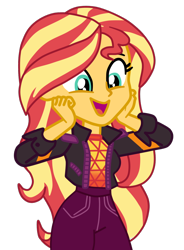 Size: 882x1196 | Tagged: safe, artist:gmaplay, derpibooru import, sunset shimmer, better together, equestria girls, spoiler:eqg specials, cute, female, how to backstage, shimmerbetes, simple background, solo, sunset shimmer day, transparent background
