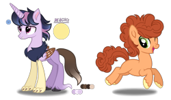 Size: 1763x1039 | Tagged: safe, artist:purplepotato04, derpibooru import, oc, oc only, earth pony, hybrid, pony, interspecies offspring, magical gay spawn, male, offspring, one eye closed, parent:big macintosh, parent:cheese sandwich, parent:discord, parent:twilight sparkle, parents:discolight, parents:mac n cheese, simple background, stallion, transparent background, wink