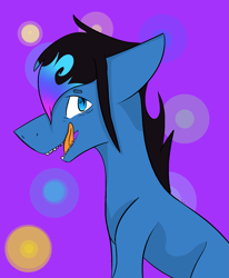 Size: 1485x1798 | Tagged: safe, artist:toptian, derpibooru import, oc, oc only, earth pony, pony, abstract background, bust, earth pony oc, licking, licking lips, male, solo, stallion, tongue out