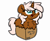 Size: 3250x2688 | Tagged: safe, artist:kimjoman, derpibooru import, part of a set, oc, oc only, pony, unicorn, box, chest fluff, female, fluffy, fragile, happy, mare, pony in a box, simple background, smiling, solo, transparent background