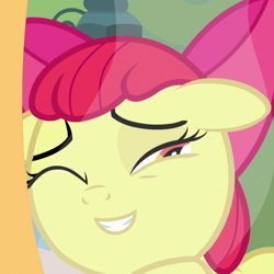 Size: 1024x1024 | Tagged: safe, derpibooru import, screencap, apple bloom, earth pony, pony, bloom and gloom, cropped, female, filly, solo