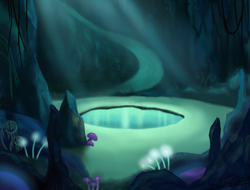 Size: 1403x1067 | Tagged: safe, artist:marcylin1023, derpibooru import, absurd resolution, background, cave, cave pool, mirror pool, mushroom, no pony, scenery, scenery porn