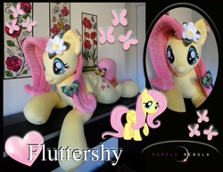 Size: 1280x990 | Tagged: safe, artist:purplenebulastudios, derpibooru import, fluttershy, pony, fluttershy plushie, irl, life size, photo, plushie, solo