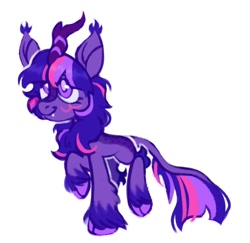 Size: 1144x1111 | Tagged: safe, artist:onionpwder, derpibooru import, twilight sparkle, kirin, alternate hairstyle, ear fluff, female, kirin-ified, leg fluff, raised hoof, raised leg, simple background, smiling, solo, species swap, white background