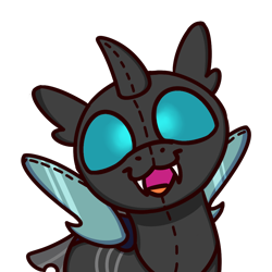 Size: 1000x1000 | Tagged: safe, artist:sugar morning, derpibooru import, oc, oc only, oc:plushling, changeling, changeling oc, cute, cuteling, simple background, smiling, solo, sugar morning's smiling ponies, transparent background