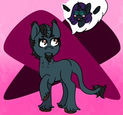 Size: 1071x1000 | Tagged: safe, artist:lazerblues, derpibooru import, oc, oc only, oc:lazerblues, oc:mal, alicorn, unicorn, blushing, offspring, parent:oc:nyx